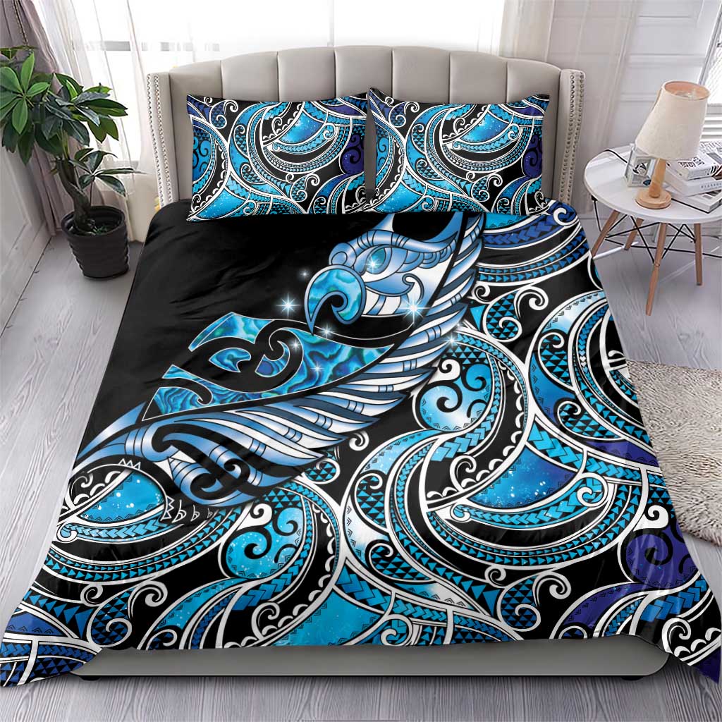 Maori Matariki - Manaia Bedding Set Galaxy Blue Paua Shell