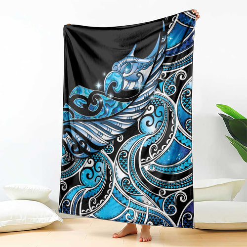 Maori Matariki - Manaia Blanket Galaxy Blue Paua Shell