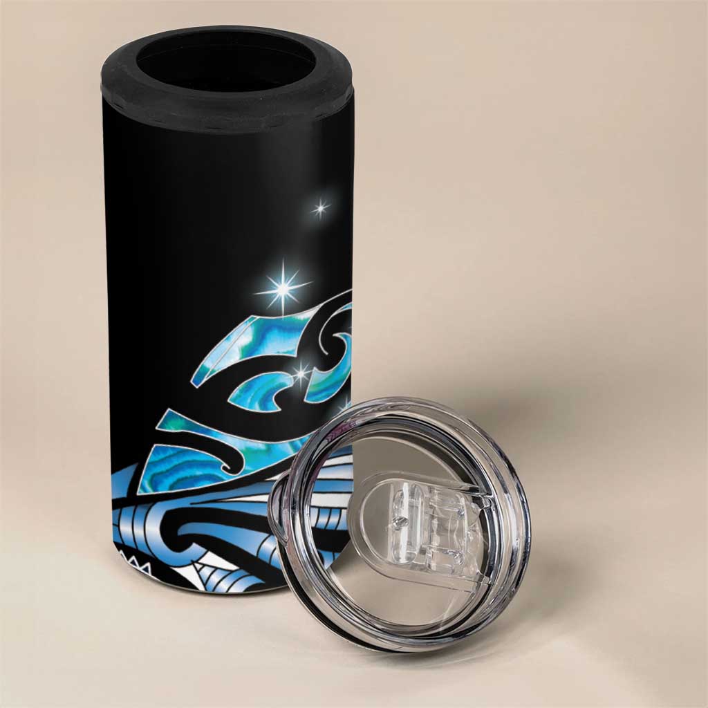 Maori Matariki - Manaia 4 in 1 Can Cooler Tumbler Galaxy Blue Paua Shell