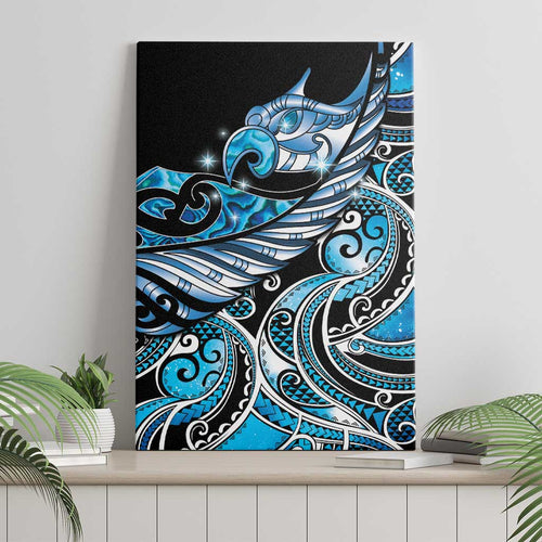 Maori Matariki - Manaia Canvas Wall Art Galaxy Blue Paua Shell