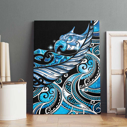 Maori Matariki - Manaia Canvas Wall Art Galaxy Blue Paua Shell