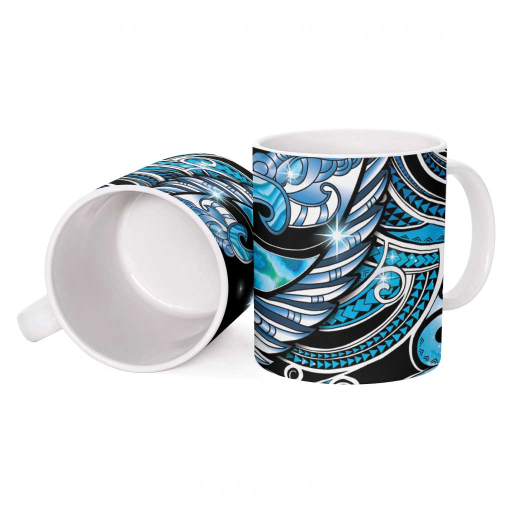 Maori Matariki - Manaia Ceramic Mug Galaxy Blue Paua Shell