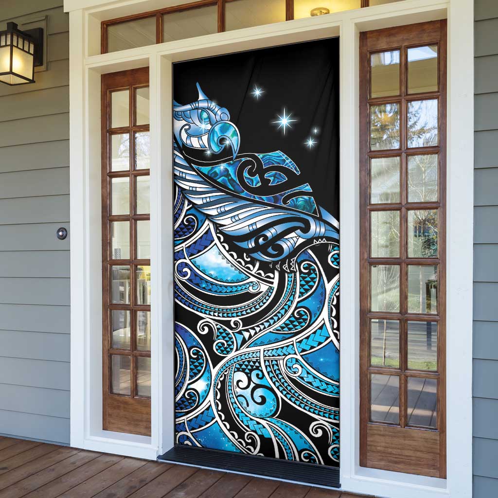 Maori Matariki - Manaia Door Cover Galaxy Blue Paua Shell