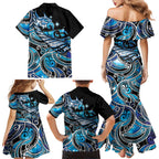 Maori Matariki - Manaia Family Matching Mermaid Dress and Hawaiian Shirt Galaxy Blue Paua Shell