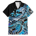 Maori Matariki - Manaia Family Matching Off Shoulder Maxi Dress and Hawaiian Shirt Galaxy Blue Paua Shell