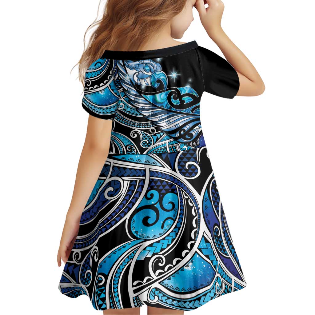 Maori Matariki - Manaia Family Matching Puletasi and Hawaiian Shirt Galaxy Blue Paua Shell