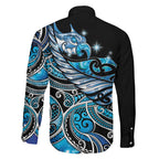 Maori Matariki - Manaia Family Matching Tank Maxi Dress and Hawaiian Shirt Galaxy Blue Paua Shell