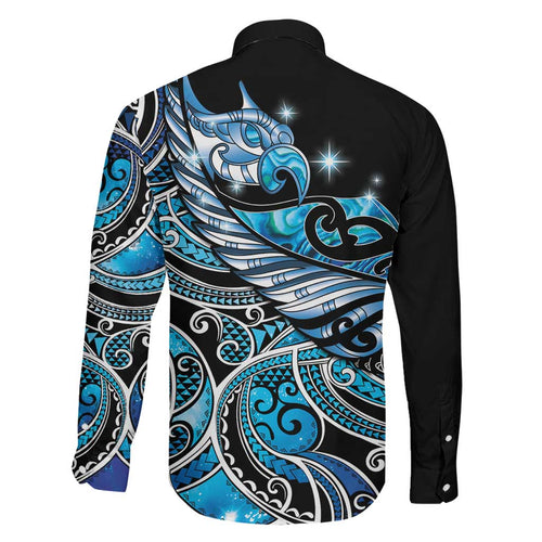 Maori Matariki - Manaia Family Matching Tank Maxi Dress and Hawaiian Shirt Galaxy Blue Paua Shell