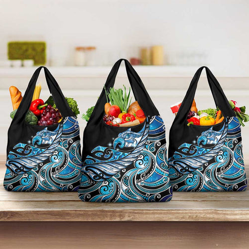 Maori Matariki - Manaia Grocery Bag Galaxy Blue Paua Shell