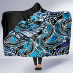 Maori Matariki - Manaia Hooded Blanket Galaxy Blue Paua Shell