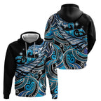 Maori Matariki - Manaia Hoodie Galaxy Blue Paua Shell