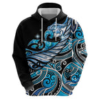 Maori Matariki - Manaia Hoodie Galaxy Blue Paua Shell