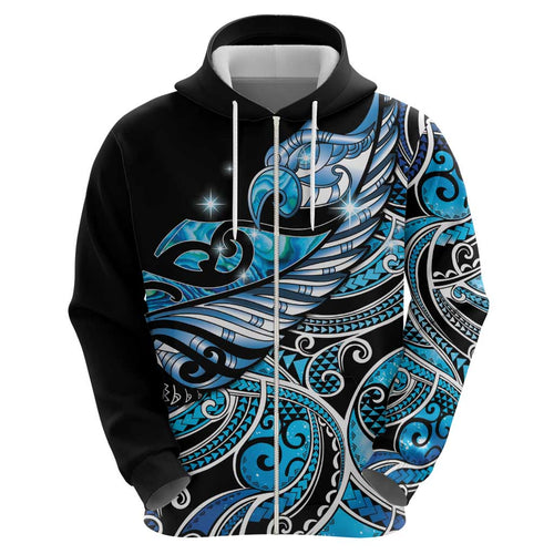 Maori Matariki - Manaia Hoodie Galaxy Blue Paua Shell