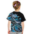 Maori Matariki - Manaia Kid T Shirt Galaxy Blue Paua Shell
