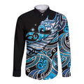 Maori Matariki - Manaia Long Sleeve Button Shirt Galaxy Blue Paua Shell
