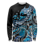 Maori Matariki - Manaia Long Sleeve Shirt Galaxy Blue Paua Shell