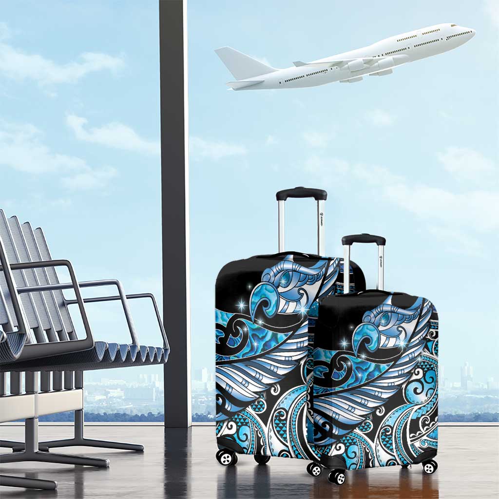 Maori Matariki - Manaia Luggage Cover Galaxy Blue Paua Shell