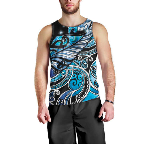 Maori Matariki - Manaia Men Tank Top Galaxy Blue Paua Shell