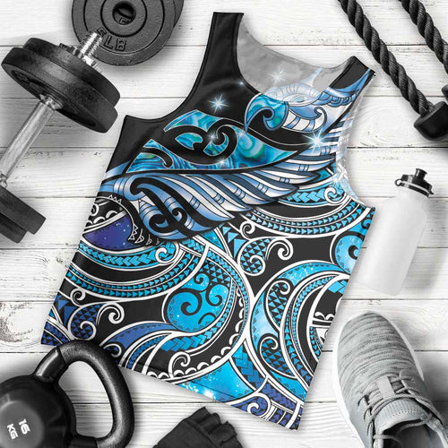 Maori Matariki - Manaia Men Tank Top Galaxy Blue Paua Shell