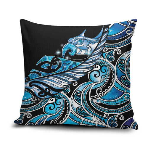 Maori Matariki - Manaia Pillow Cover Galaxy Blue Paua Shell