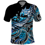 Maori Matariki - Manaia Polo Shirt Galaxy Blue Paua Shell