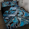 Maori Matariki - Manaia Quilt Bed Set Galaxy Blue Paua Shell