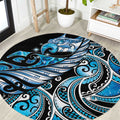 Maori Matariki - Manaia Round Carpet Galaxy Blue Paua Shell