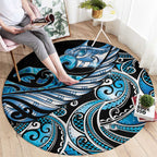 Maori Matariki - Manaia Round Carpet Galaxy Blue Paua Shell