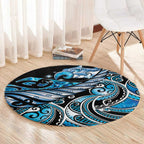 Maori Matariki - Manaia Round Carpet Galaxy Blue Paua Shell