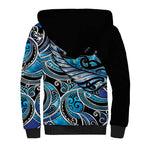 Maori Matariki - Manaia Sherpa Hoodie Galaxy Blue Paua Shell