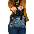 Maori Matariki - Manaia Shoulder Handbag Galaxy Blue Paua Shell