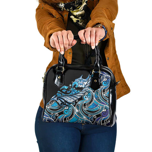 Maori Matariki - Manaia Shoulder Handbag Galaxy Blue Paua Shell