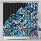 Maori Matariki - Manaia Shower Curtain Galaxy Blue Paua Shell