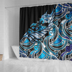 Maori Matariki - Manaia Shower Curtain Galaxy Blue Paua Shell