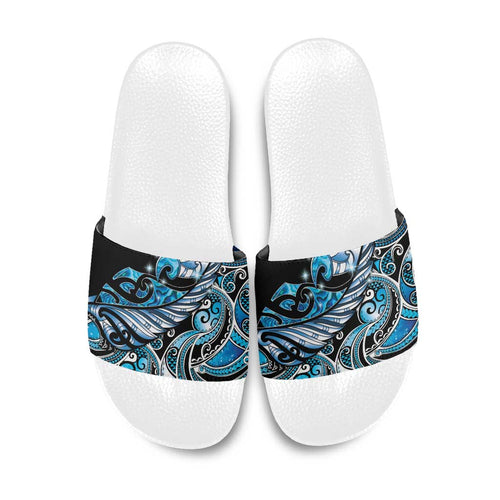 Maori Matariki - Manaia Slide Sandals Galaxy Blue Paua Shell