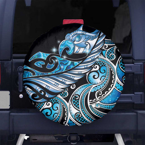 Maori Matariki - Manaia Spare Tire Cover Galaxy Blue Paua Shell