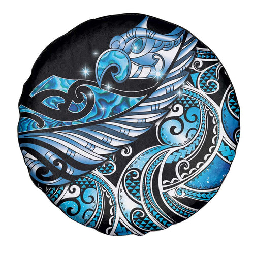 Maori Matariki - Manaia Spare Tire Cover Galaxy Blue Paua Shell