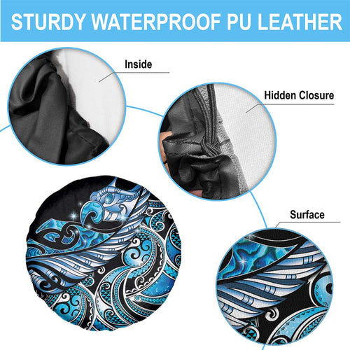 Maori Matariki - Manaia Spare Tire Cover Galaxy Blue Paua Shell