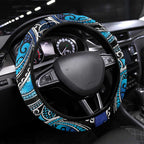 Maori Matariki - Manaia Steering Wheel Cover Galaxy Blue Paua Shell