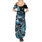 Maori Matariki - Manaia Summer Maxi Dress Galaxy Blue Paua Shell