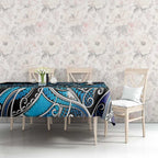 Maori Matariki - Manaia Tablecloth Galaxy Blue Paua Shell