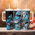 Maori Matariki - Manaia Tumbler With Handle Galaxy Blue Paua Shell