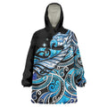 Maori Matariki - Manaia Wearable Blanket Hoodie Galaxy Blue Paua Shell