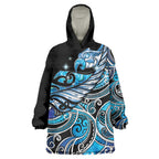Maori Matariki - Manaia Wearable Blanket Hoodie Galaxy Blue Paua Shell