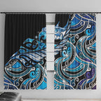 Maori Matariki - Manaia Window Curtain Galaxy Blue Paua Shell
