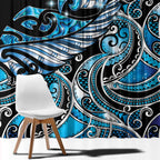 Maori Matariki - Manaia Window Curtain Galaxy Blue Paua Shell
