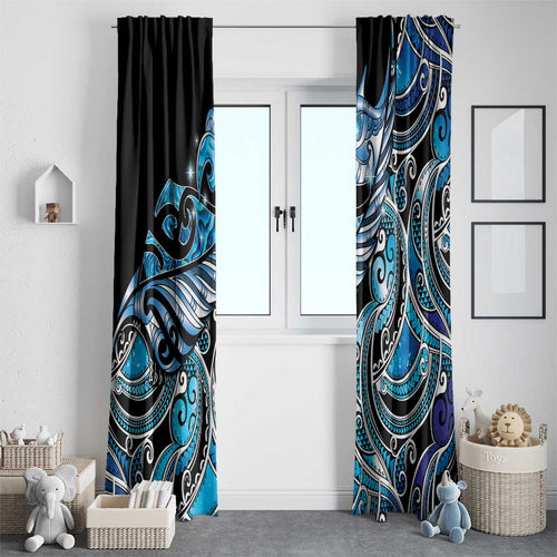 Maori Matariki - Manaia Window Curtain Galaxy Blue Paua Shell