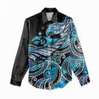Maori Matariki - Manaia Women Casual Shirt Galaxy Blue Paua Shell