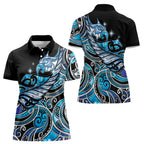 Maori Matariki - Manaia Women Polo Shirt Galaxy Blue Paua Shell