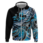 Maori Matariki - Manaia Zip Hoodie Galaxy Blue Paua Shell